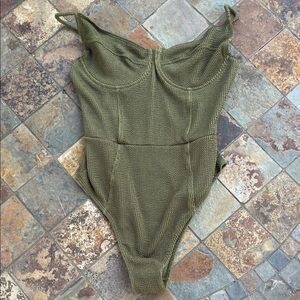 Skatie Textured Khaki One Piece Swimsuit